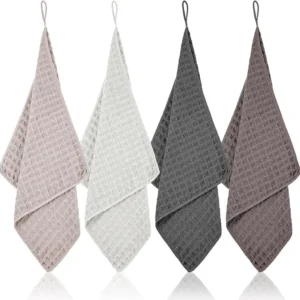 Waffle Weave Kitchen Towel with Hanging Loop Microfiber Quick Dry Absorbent Dish Cloth