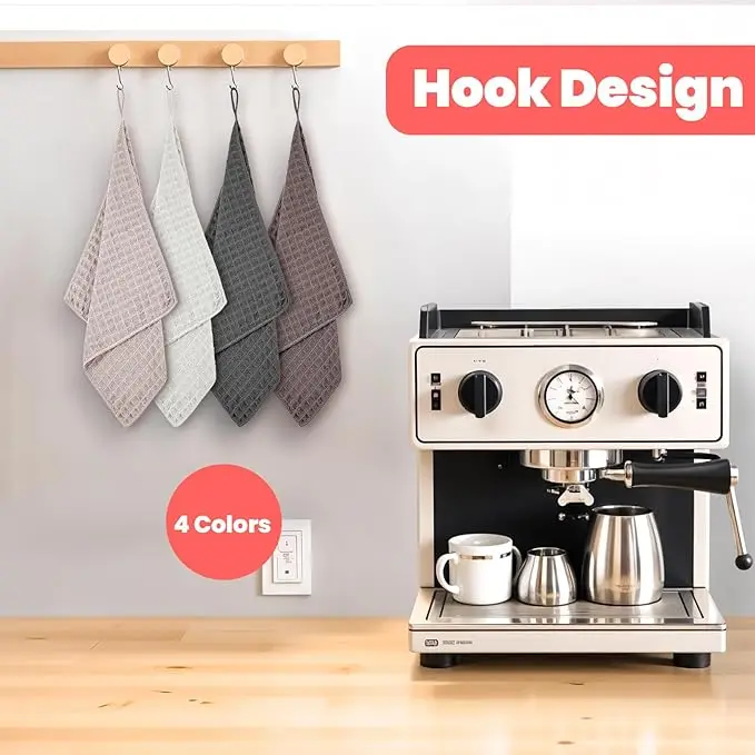 Waffle Weave Kitchen Towel with Hanging Loop Microfiber Quick Dry Absorbent Dish Cloth - Image 4