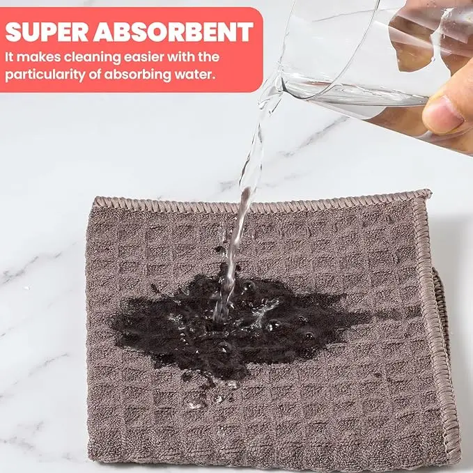 Waffle Weave Kitchen Towel with Hanging Loop Microfiber Quick Dry Absorbent Dish Cloth - Image 6