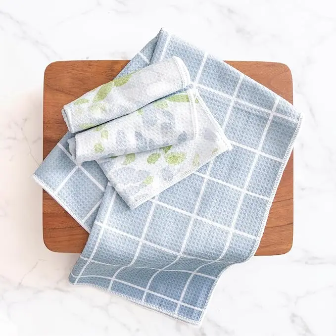 Waffle Weave Kitchen Towels with Hanging Loop Microfiber Quick Dry Absorbent Dish Cloths - Image 5