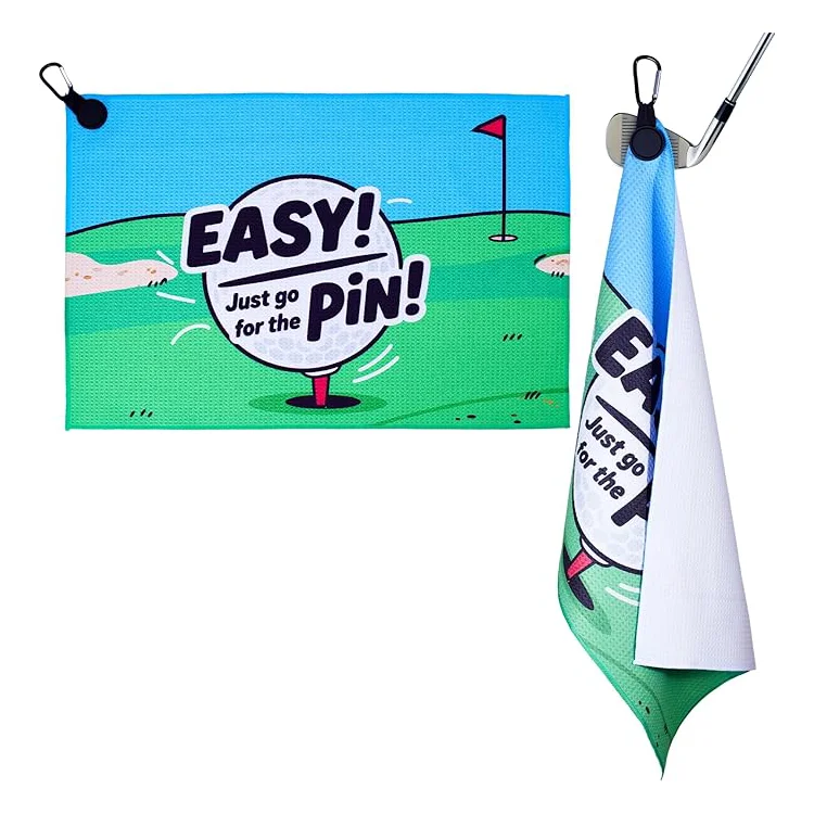 Waffle Weave Microfiber Golf Towel with Clip High Absorbent Fast Drying Custom