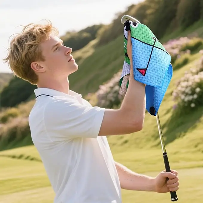 Waffle Weave Microfiber Golf Towel with Clip High Absorbent Fast Drying Custom - Image 2