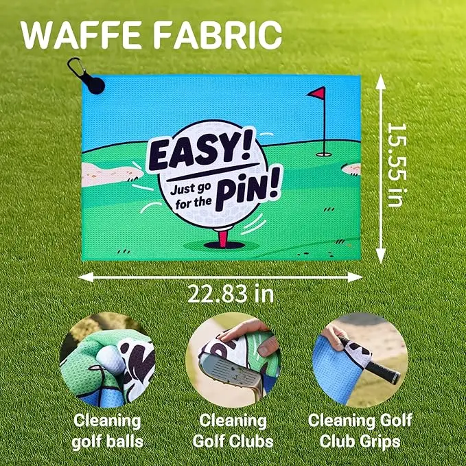 Waffle Weave Microfiber Golf Towel with Clip High Absorbent Fast Drying Custom - Image 5