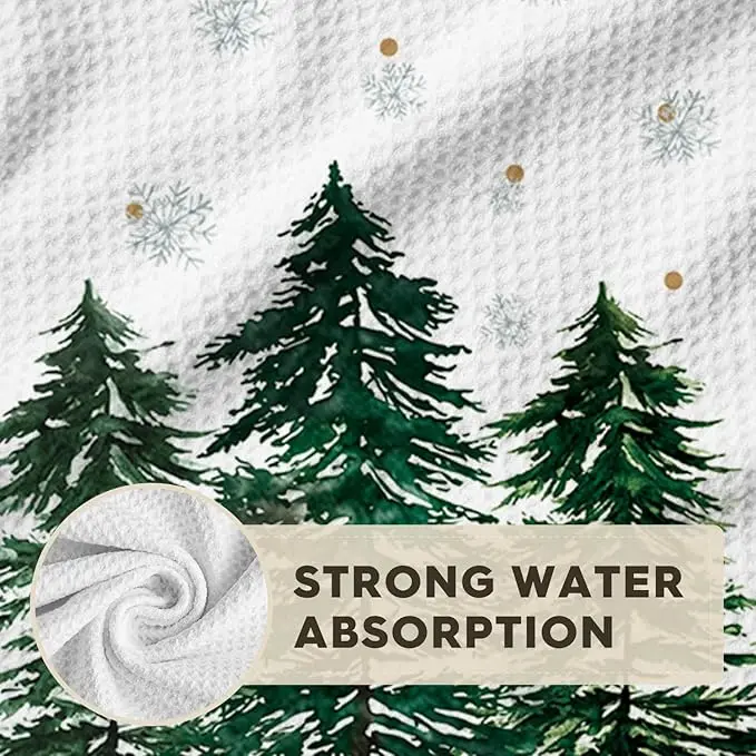 Waffle Weave Microfiber Kitchen Towels Quick Dry Absorbent Dish Towels Holiday Decorative Hand Towels - Image 3