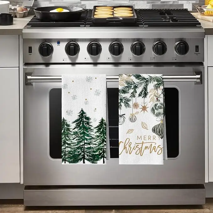 Waffle Weave Microfiber Kitchen Towels Quick Dry Absorbent Dish Towels Holiday Decorative Hand Towels - Image 4
