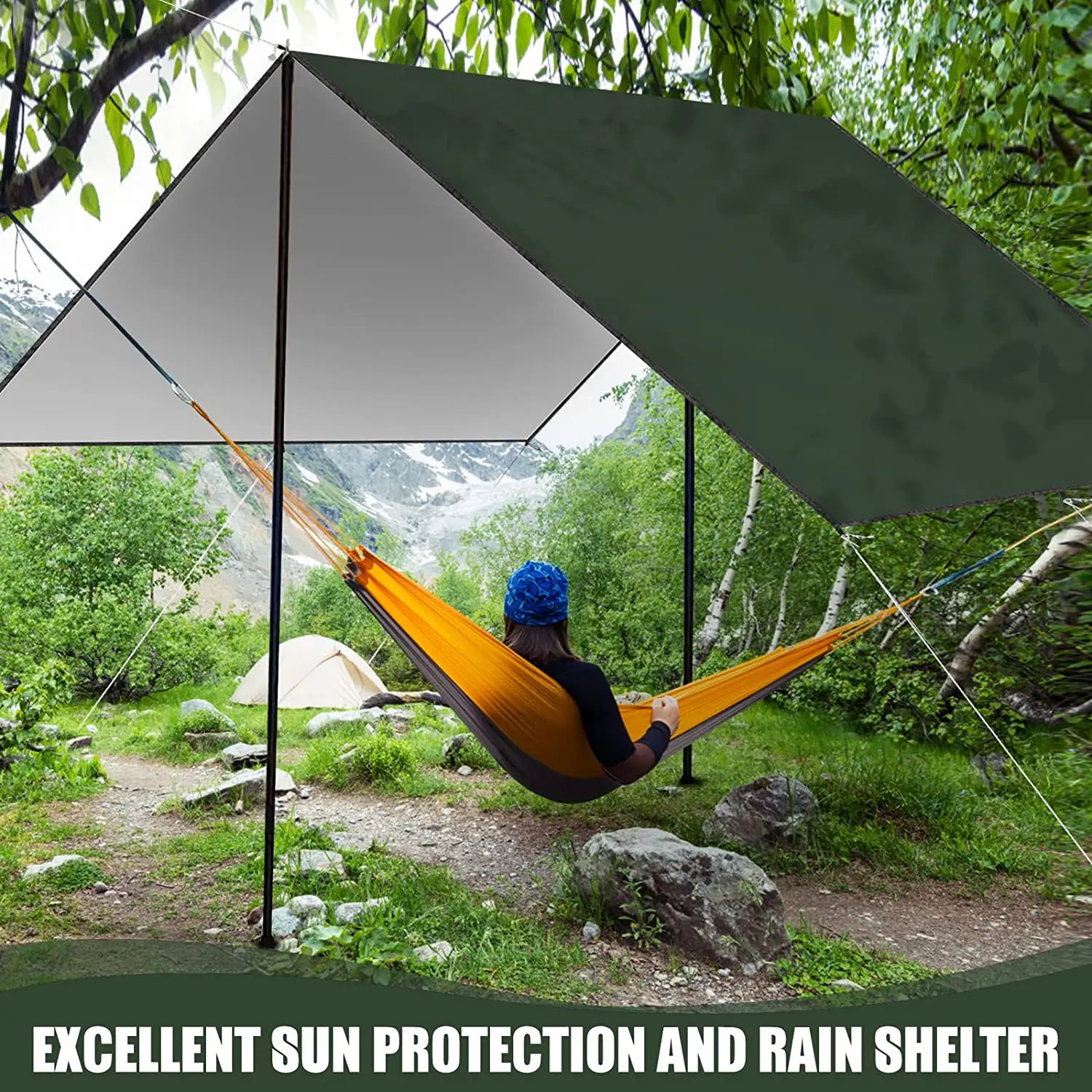 Waterproof Camping Tarp Hammock Rain Fly Anti UV Sun Shelter Windproof Snowproof - Image 2