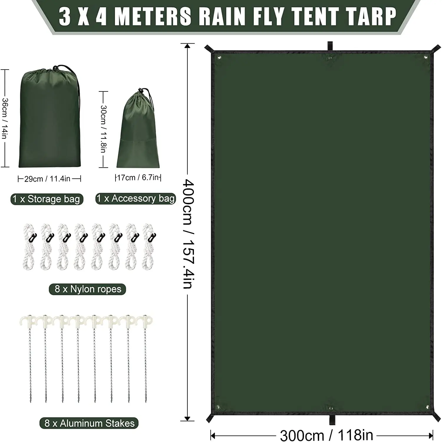 Waterproof Camping Tarp Hammock Rain Fly Anti UV Sun Shelter Windproof Snowproof - Image 3