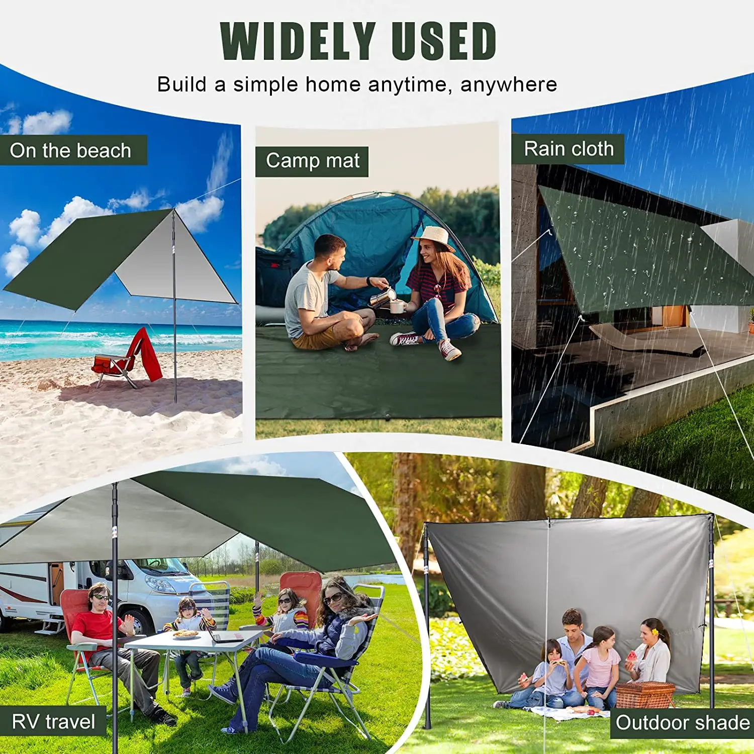 Waterproof Camping Tarp Hammock Rain Fly Anti UV Sun Shelter Windproof Snowproof - Image 4