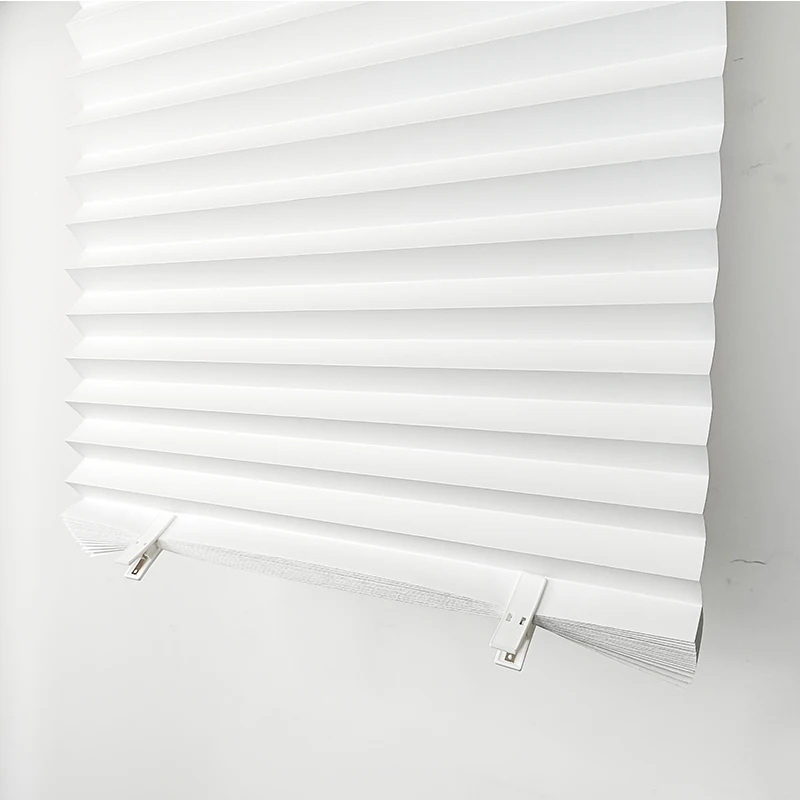 White Blackout Pleated Paper Window Shades Eco-Friendly UV Blocking - Image 4