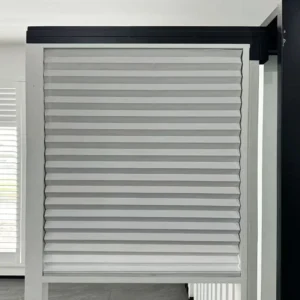 White Fabric Pleated Paper Shades Blinds Built-In Installation Simple Style Vertical Pattern Shutter Windows