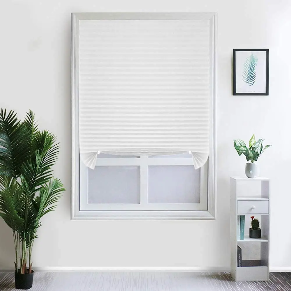 White Pleated Paper Blinds Shades Modern Window Shade for Home Office
