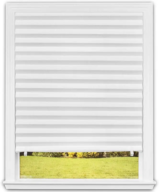 White Pleated Paper Blinds Shades Modern Window Shade for Home Office - Image 2