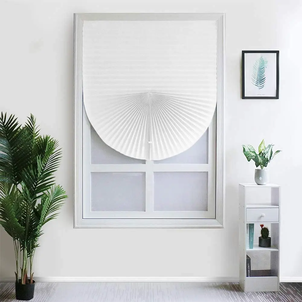 White Pleated Paper Blinds Shades Modern Window Shade for Home Office - Image 3