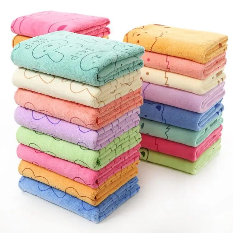 Wholesale Coral Fleece Kids Bath Towels Custom Printing Soft Microfiber