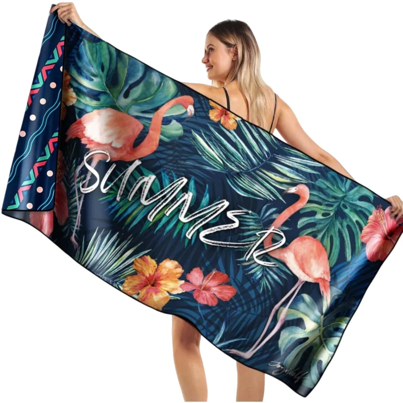 Wholesale Custom Microfiber Antimicrobial Large Beach Towel Quick-Dry Sand Proof Sublimation