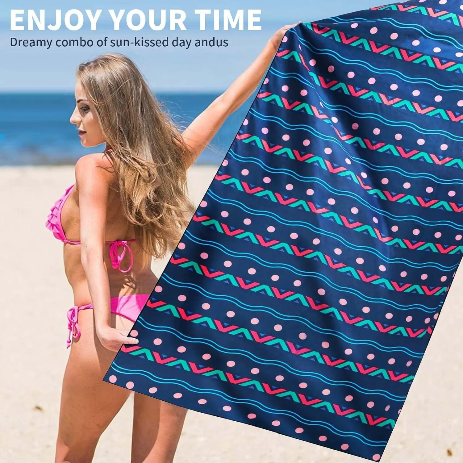 Wholesale Custom Microfiber Antimicrobial Large Beach Towel Quick-Dry Sand Proof Sublimation - Image 2