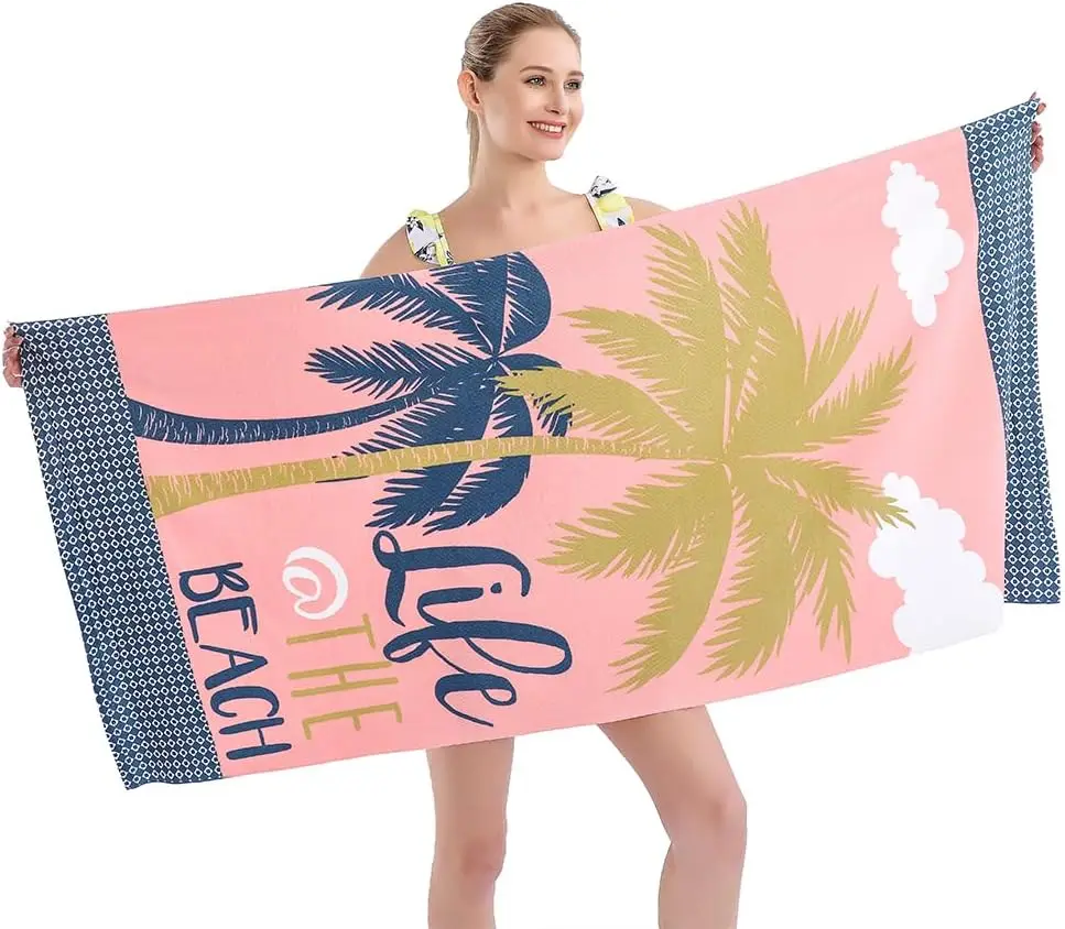 Wholesale Custom Oversized Microfiber Beach Towel Antimicrobial Quick Dry Sand-Free