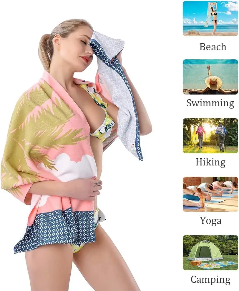 Wholesale Custom Oversized Microfiber Beach Towel Antimicrobial Quick Dry Sand-Free - Image 2