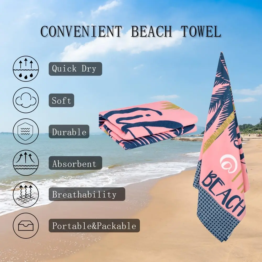 Wholesale Custom Oversized Microfiber Beach Towel Antimicrobial Quick Dry Sand-Free - Image 4