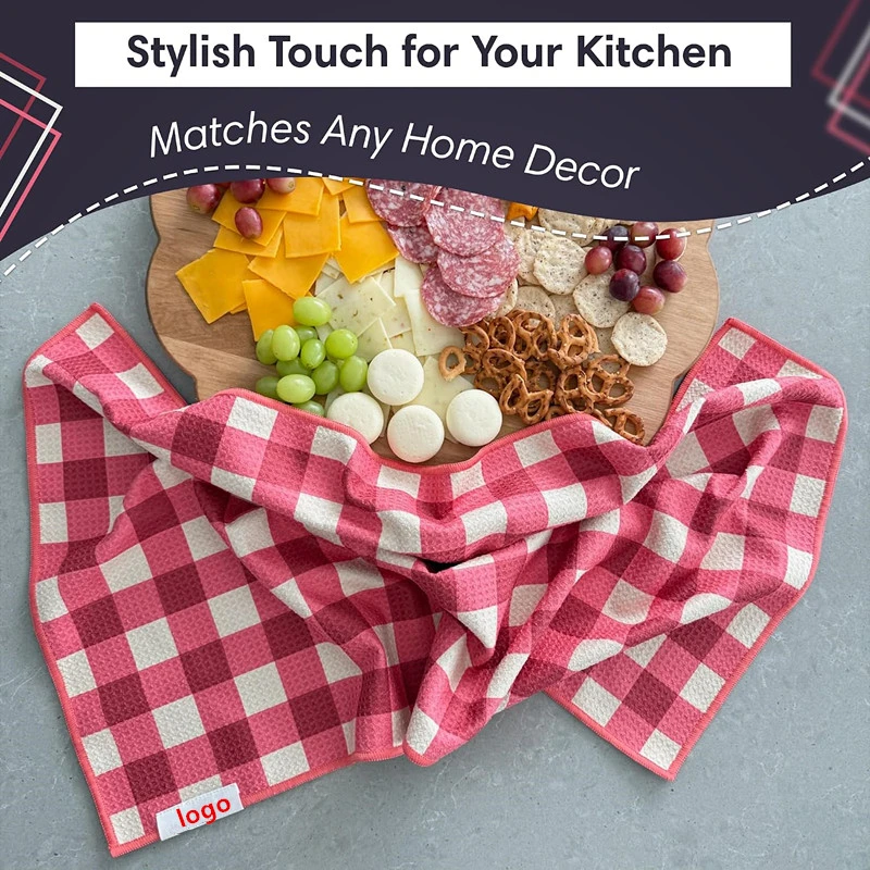 Wholesale Custom Printed Waffle Weave Tea Towel Absorbent Kitchen Dish Towel - Image 2