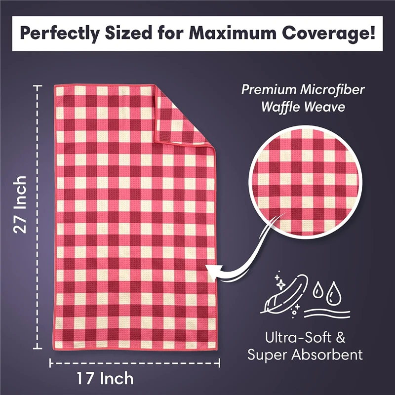 Wholesale Custom Printed Waffle Weave Tea Towel Absorbent Kitchen Dish Towel - Image 3