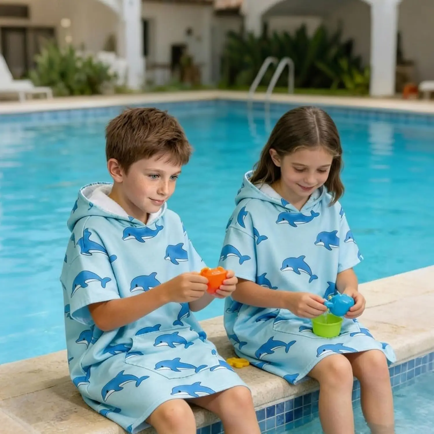 Wholesale Fast-Drying High-Absorbent 50 Percent Cotton 50 Percent Polyester Beach Poncho Child-Proof Soft Reusable Towel - Image 6