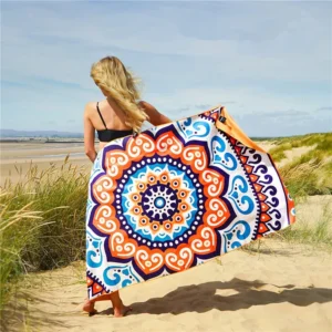 Wholesale Lightweight Microfiber Beach Towel Double-Sided Sports Print Carry Bag
