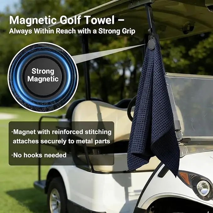 Wholesale Magnetic Waffle Golf Towel with Carabiner Clip for Cleaning - Image 5