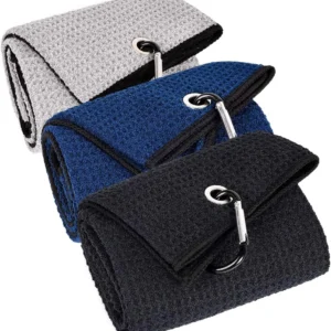 Wholesale Waffle Microfiber Golf Towel Personalized Logo Quick Dry Sports Towel with Clip Beach Towel