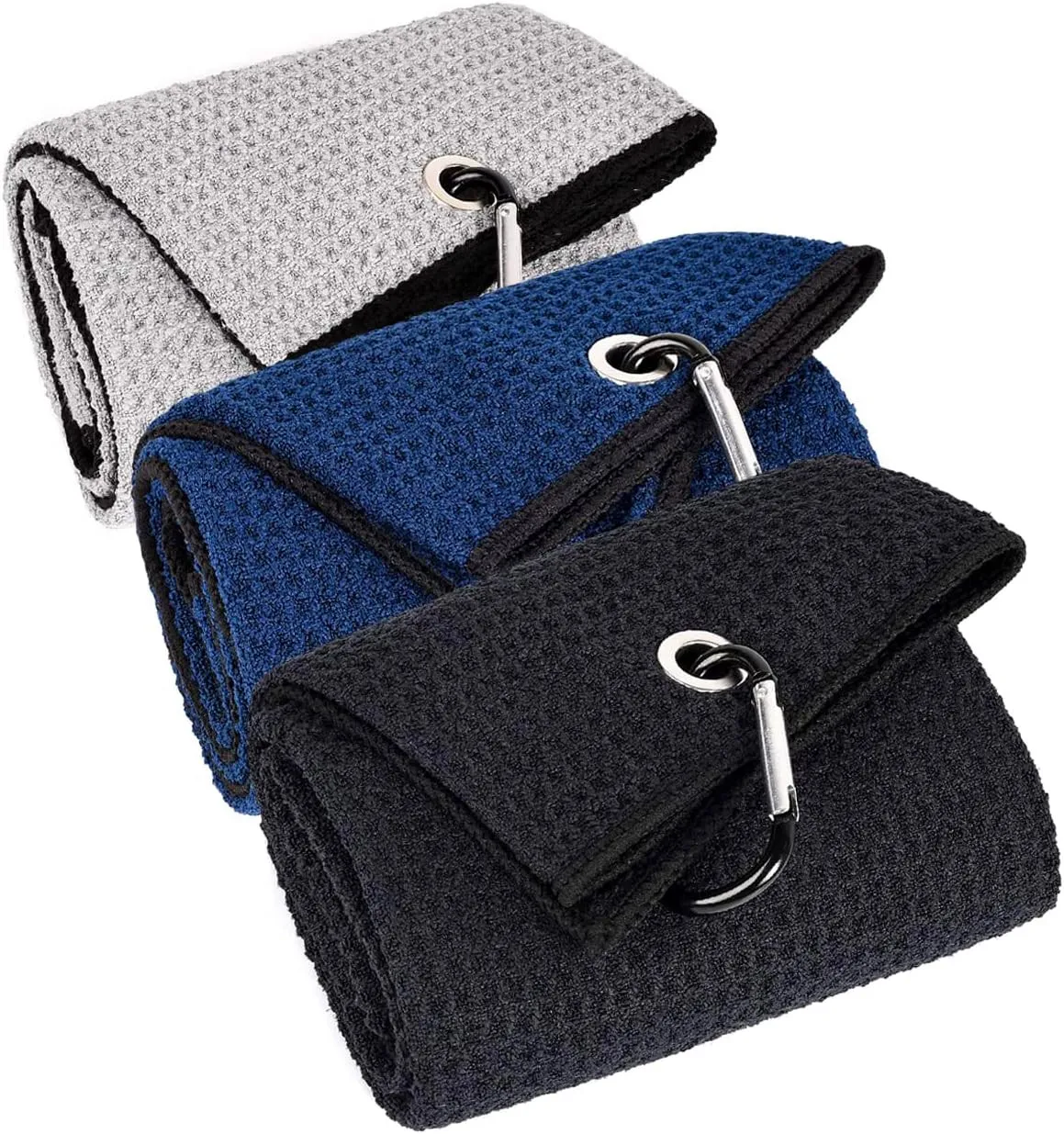 Wholesale Waffle Microfiber Golf Towel Personalized Logo Quick Dry Sports Towel with Clip Beach Towel