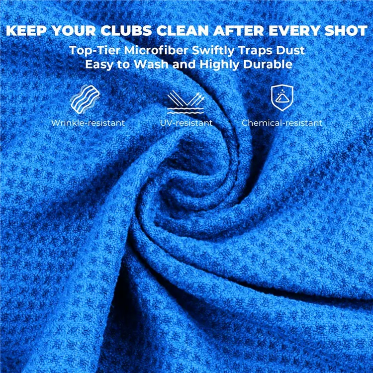 Wholesale Waffle Microfiber Golf Towel Personalized Logo Quick Dry Sports Towel with Clip Beach Towel - Image 4