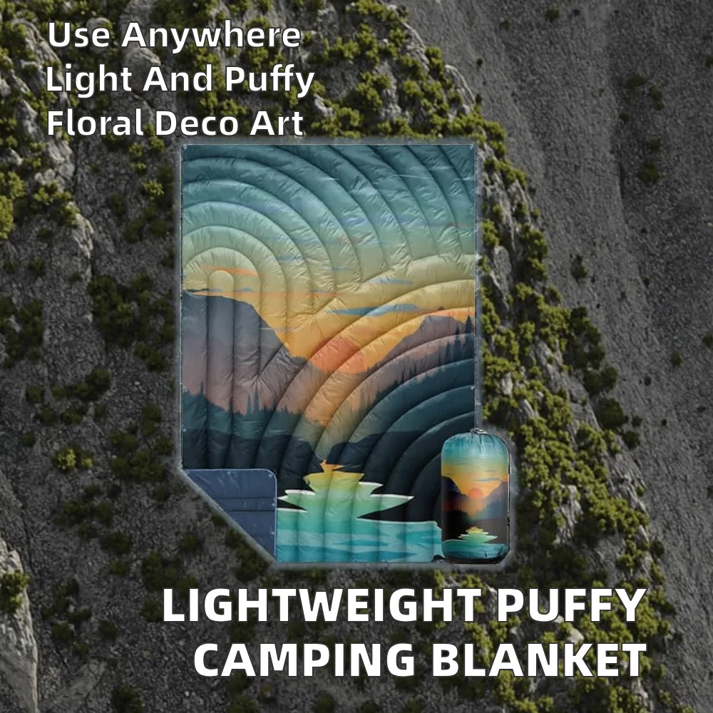 Winter Lightweight Puffy Polyester Camping Blanket with Bag for Outdoor Travel - Image 2
