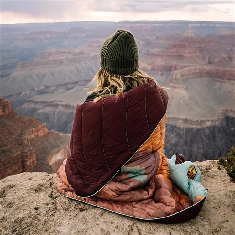 Winter Lightweight Puffy Polyester Camping Blanket with Bag for Outdoor Travel - Image 6