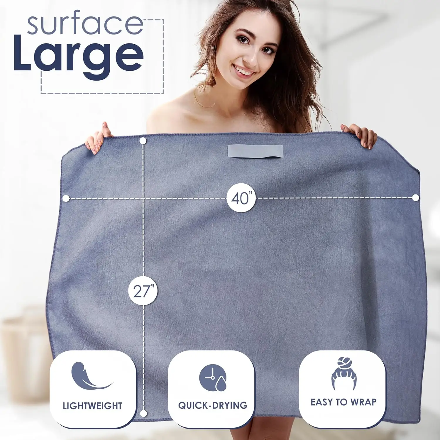 Womens Microfiber Hair Towel Wrap Rectangle Roll Antimicrobial Quick-Dry Home Hotel Travel Gift - Image 4
