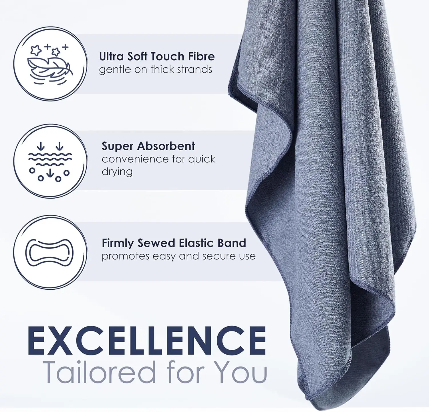 Womens Microfiber Hair Towel Wrap Rectangle Roll Antimicrobial Quick-Dry Home Hotel Travel Gift - Image 5