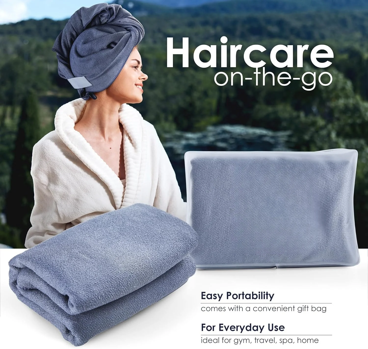 Womens Microfiber Hair Towel Wrap Rectangle Roll Antimicrobial Quick-Dry Home Hotel Travel Gift - Image 6