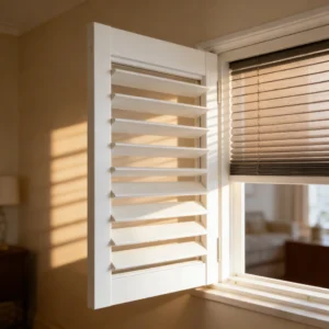Wooden Shutter Mosquito Screen Honeycomb Blind Double Light Blocking Anti-Mosquito Window