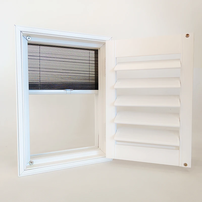 Wooden Shutter Mosquito Screen Honeycomb Blind Double Light Blocking Anti-Mosquito Window - Image 2