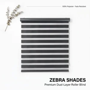 Zebra Shades Dual Layer Roller Blind UV Blocking Light Filtering Privacy 100 Percent Polyester Custom Size