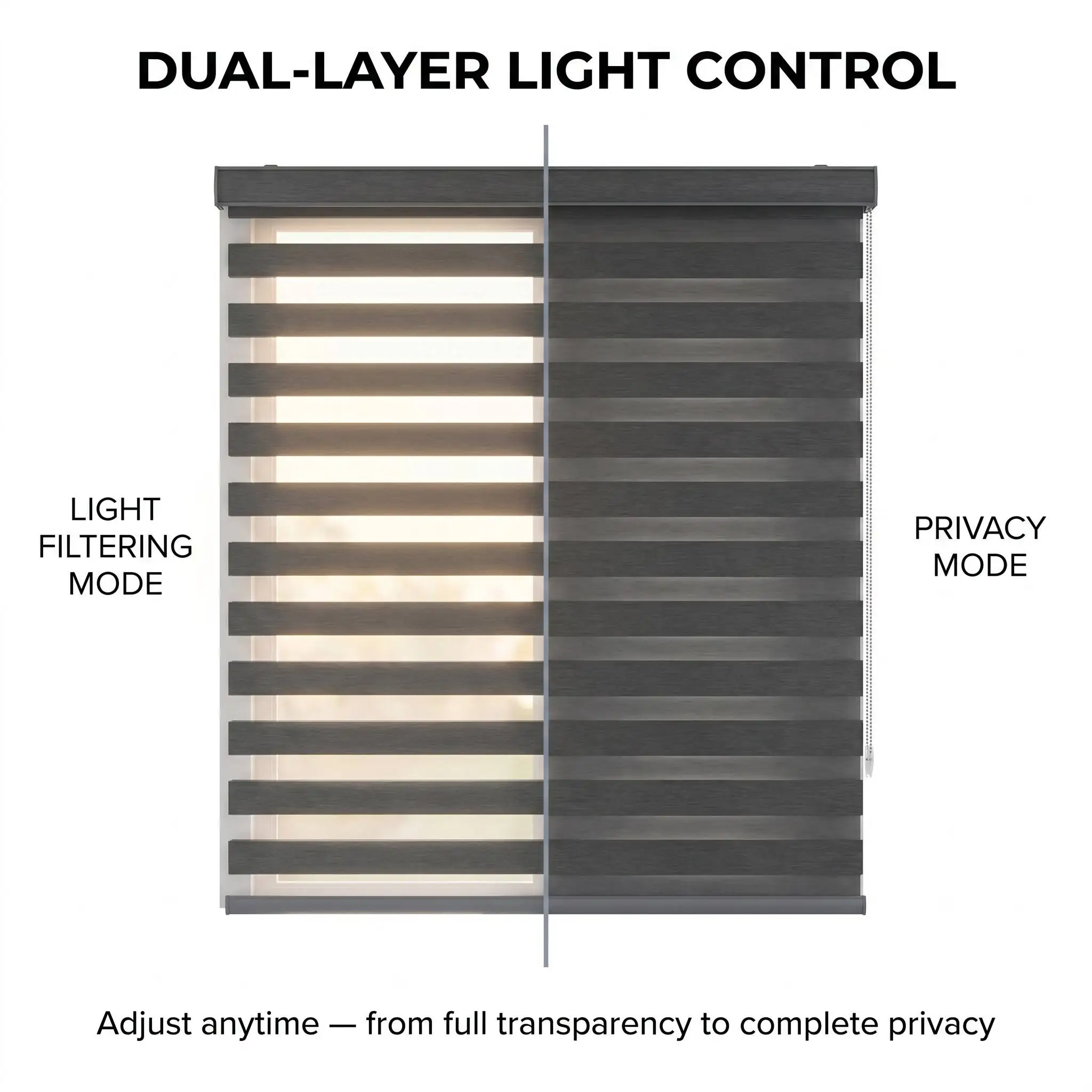 Zebra Shades Dual Layer Roller Blind UV Blocking Light Filtering Privacy 100 Percent Polyester Custom Size - Image 2