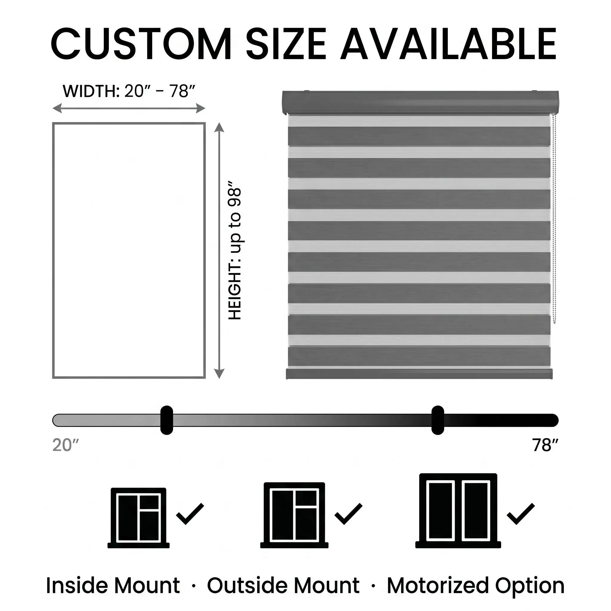 Zebra Shades Dual Layer Roller Blind UV Blocking Light Filtering Privacy 100 Percent Polyester Custom Size - Image 5